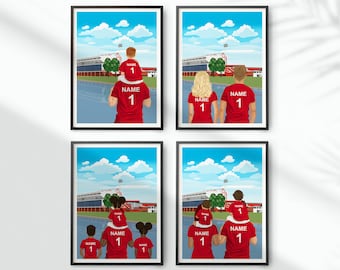 Personalised Football Print / Nottingham Forest / City Ground Stadium / Family Portrait Gift / Custom Football Gift / Father Gift
