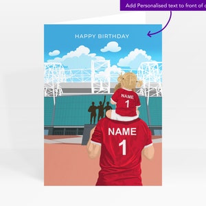 Carte de voeux personnalisée pour le stade / Manchester United personnalisée, carte pour le stade Old Trafford / carte pour la fête des pères / carte pour papa