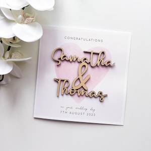 Personalised Wood Name Wedding Card // Congratulations // Happy Couple Card image 3
