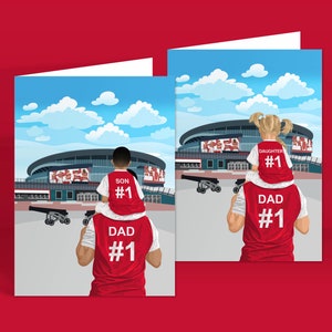 Carte de voeux Arsenal, Emirates Stadium / Carte de voeux n°1 papa, n°1 fils, #fille