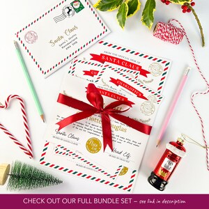 Descargue el certificado y la carta de Papá Noel personalizados de la lista de buenos deseos de Navidad / Paquete de plantillas imprimibles de Papá Noel