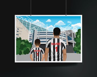 Personalised Football Print / Newcastle United St. James' Park Print Stadium / Family Gift /Custom Football Gift / Father Gift / Horizontal