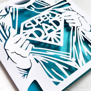 Carte papier découpé super papa / carte papa / carte de fête des pères / carte d'anniversaire papa