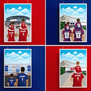 DIGITAL Personalised Football Print / Stadium Print/ Family Football Print / Family Portrait Gift / Custom Football Gift / Father Gift