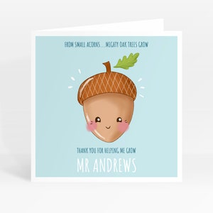Carte de remerciement personnalisée pour professeur / Merci de m'avoir aidé à grandir