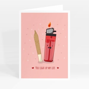 Vous illuminez ma carte de vie pour petit ami, petite amie, partenaire / stoner, carte cannabis, carte 420, carte marijuana / Saint-Valentin