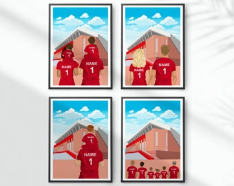 Personalised Football Print / Liverpool Gift / Anfield Stadium / Family Portrait Gift / Custom Football Gift / Father Gift