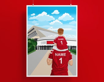 Personalised Football Print / Bristol City Gift / Ashton Gate Stadium / Family Portrait Gift / Custom Football Gift / Father Gift