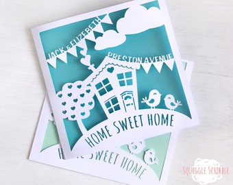 Personalised Paper Cut New Home Card // Moving Home // Housewarming Card // New House