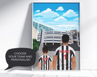 Personalised Football Print, Family Portrait Gift, Custom Football Gift, Dad Gift, Personalised Family Football Picture, Football Fan Gift