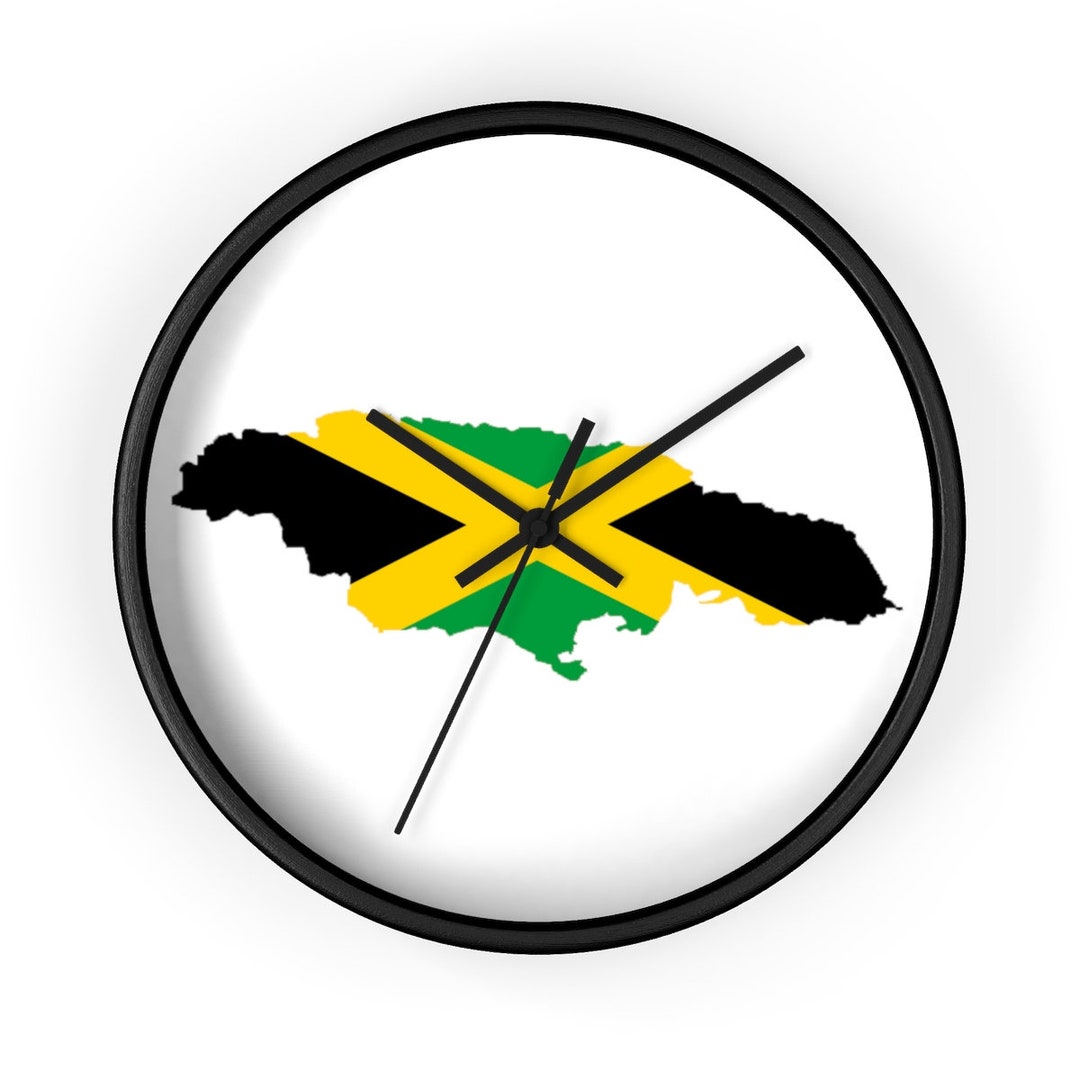Wall Clock Jamaican Flag in Map Etsy