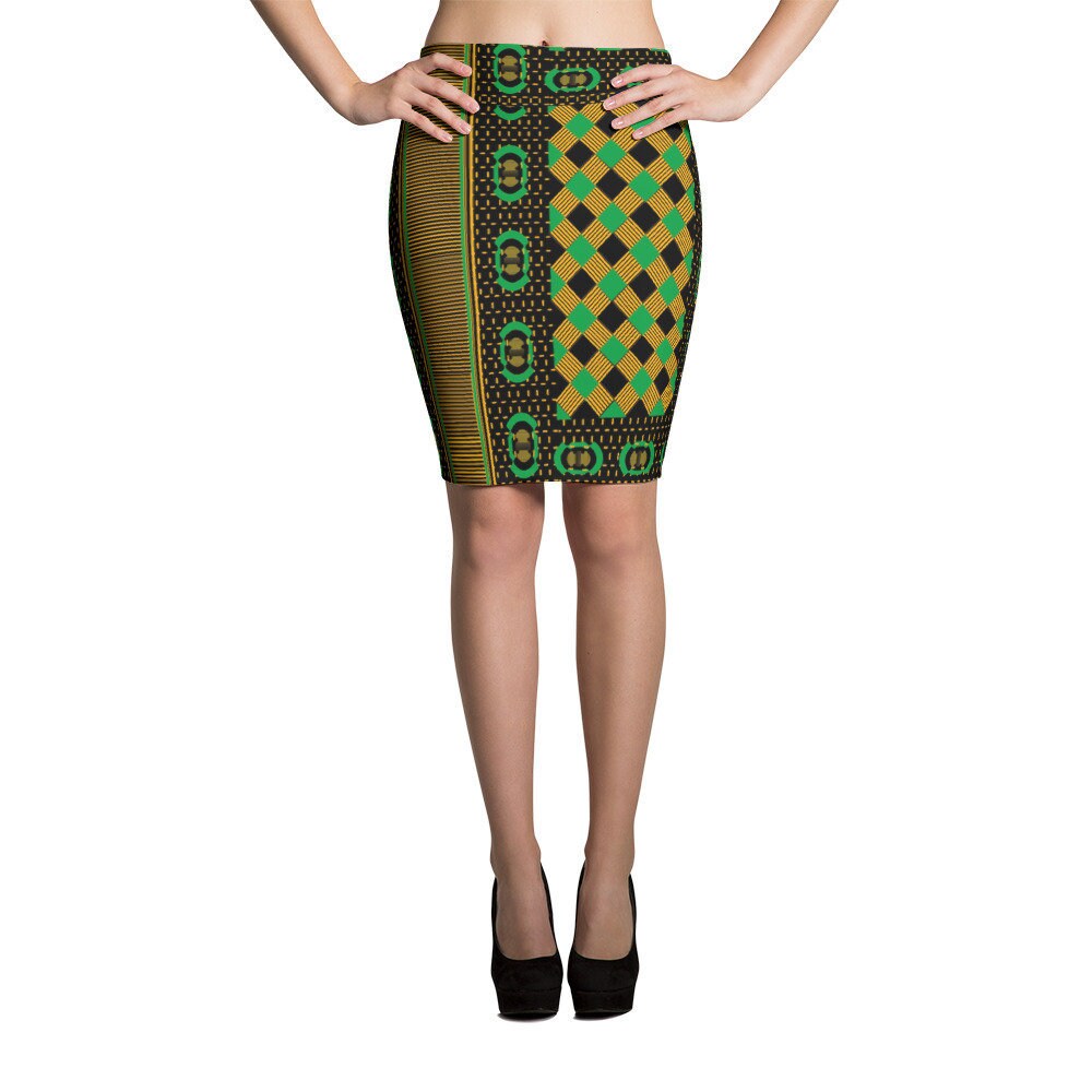 Pencil Skirt - Jamaican Kente African Print