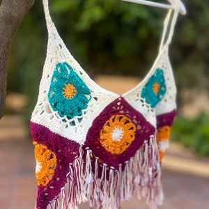 Personalized crochet crop top, summer crop top, festival top, granny square crop top