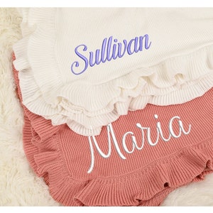 Personalized Embroidered Blanket-Custom Baby Blanket- Baby Gift-Baby Knit Blanket-Soft Ruffles Blanket-Baby Shower Gift-New Mom Gifts