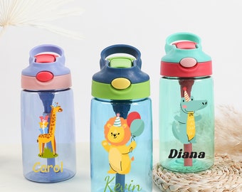 School water cup, kid camp cup,kid water cup,first school gift,Personalized kid 16oz water bottle kid Cup,Animal Cup,School bottle with name