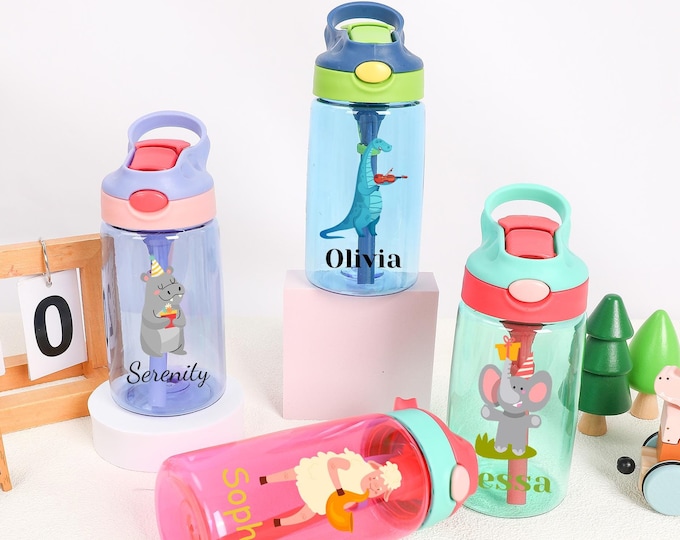 Personalized kids 16oz water bottle kids Cup,School water bottle with name,Kids water cup,Animal cups,Kids camp cup,School water cup
