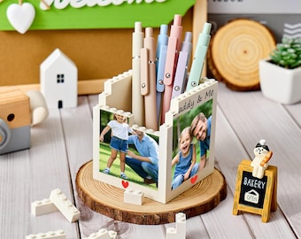 Portapenne personalizzato "Papà e io", portapenne personalizzato per la festa del papà, portapenne personalizzato con blocco per il ritorno a scuola, regalo con foto