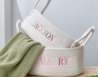 Name Handmade Basket | Home Storage | Baby Shower Gift |Toy Baskets With Name| Custom Nursery Basket Rope|Baby Gift Basket|Easter Basket