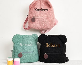 Embroidered Name Bag for Kids Gifts, Daycare Backpack, Backpack for Preschoolers, Teddy Bear Backpack, Customized Travel Backpack,Baby Gifts