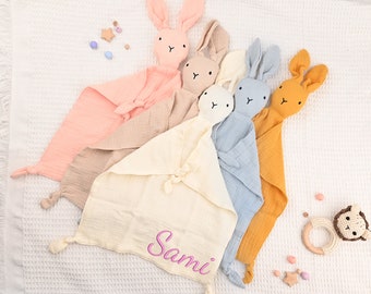 Kaninfilt, babyhandduk, broderad present till nyfödd, specialanpassad badhandduk, personlig kaninfilt, broderad badhandduk