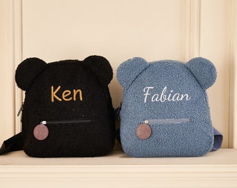 Teddy Bear Embroidered Backpack, Kids Gift Backpack, Day Care Backpack, Preschool Name Kids Backpack, Customized Travel Backpack,Kids Gift