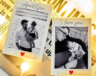 Gepersonaliseerde Daddy & Me bouwsteen fotoblok, Vaderdagcadeaus, opa, opa, echtgenoot, cadeaus voor kind
