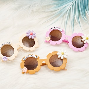 Personalized Name Sunglasses Kids Gift,kids sunglassesFlower Sunglasses,Flower Girl,Baby Girl Personalized Birthday Gift,Floral Daisy Girls