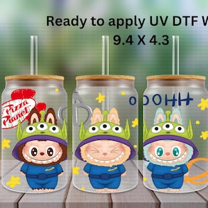 Labu.bu Alien Friends UV DTF Glasdosenverpackung für 16 oz Libbey Glas (gebrauchsfertig)