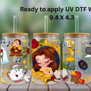 Portrait Prinzessin Beast UV DTF Glass Can Wrap für 16 oz Libbey Glass (einsatzbereit)