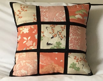 Kimono cushion, vintage fabric, silk pillow, Japanese cushion, Japanese pillow, silk cushion