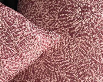 Vintage Shibori Silk Kimono Cushion: Pink Blossom Pillow, 14”