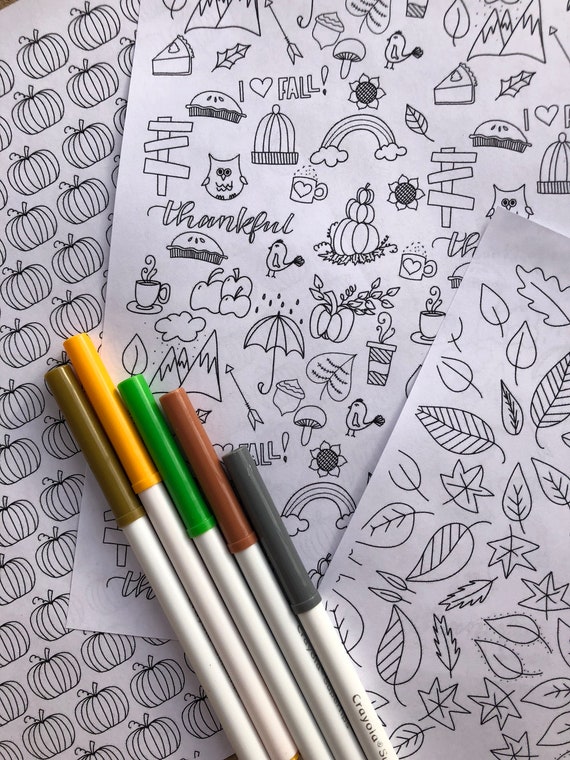3 Fall Coloring Pages DIGITAL DOWNLOAD | Etsy