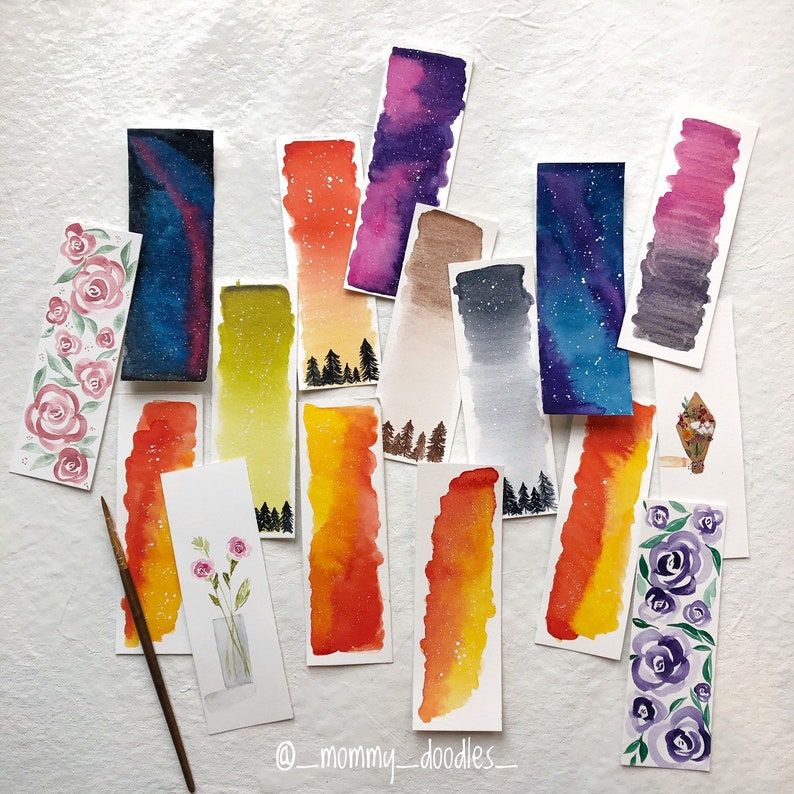 Watercolor Bookmarks Original Painting Customized Bookmark Etsy
