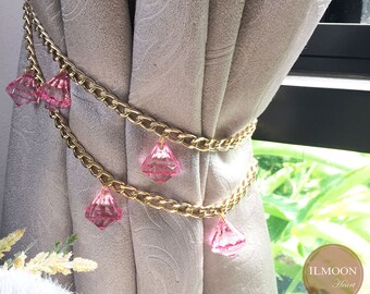 Pairx2 Luxury Mininal Crystal Curtain Tie Backs Crystal Etsy