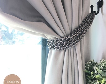 Chain Curtain Tie Backs Farmhouse Curtain Tie Black Decor Etsy