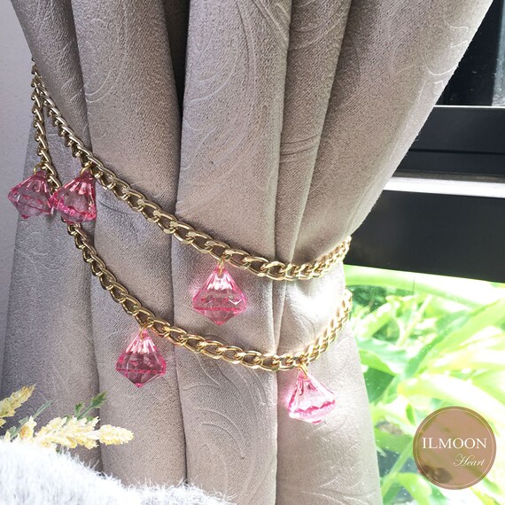 Pairx2 Pink Gold Nursery Curtain Tie Backs 2 Tiebacks Etsy