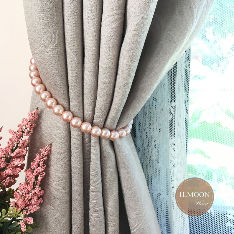 Pairx2 Curtain Tie Backs / Blush Decor / Pearls Tieback / Etsy