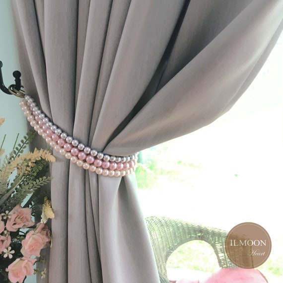 Pink And Grey Pink And Gold Curtain Tie Backs Shabby Chic Etsy