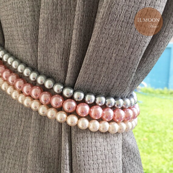 Pink And Grey Pink And Gold Curtain Tie Backs Shabby Chic Etsy