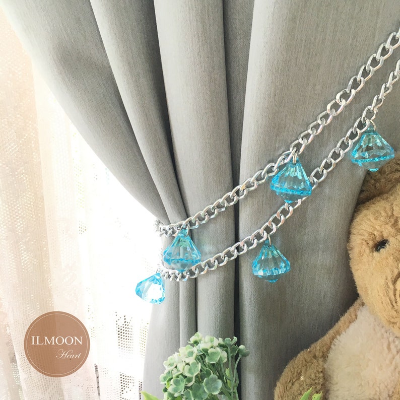 Pair X2 Nursery Curtain Tie Backs Curtain Tiebacks Frozen Curtain Ties Frozen Inspired Blue Nursery Kids Curtains Blue Decor