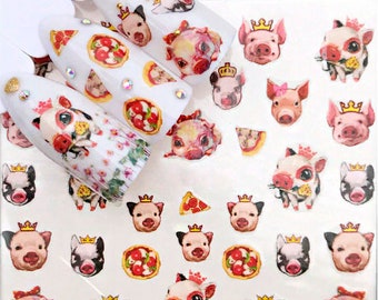 Pig Nail Art Etsy Pig Nail Art Etsy