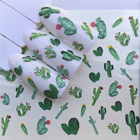 Cactus Nail Stickers Nail Decals Nail Water Decals Nail Etsy