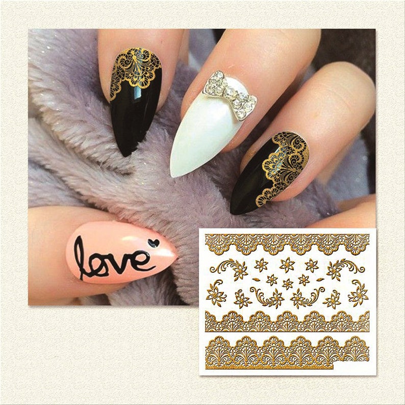Amazon Com Elite99 3d Fashion Gold Nail Art Stickers Decals Easy