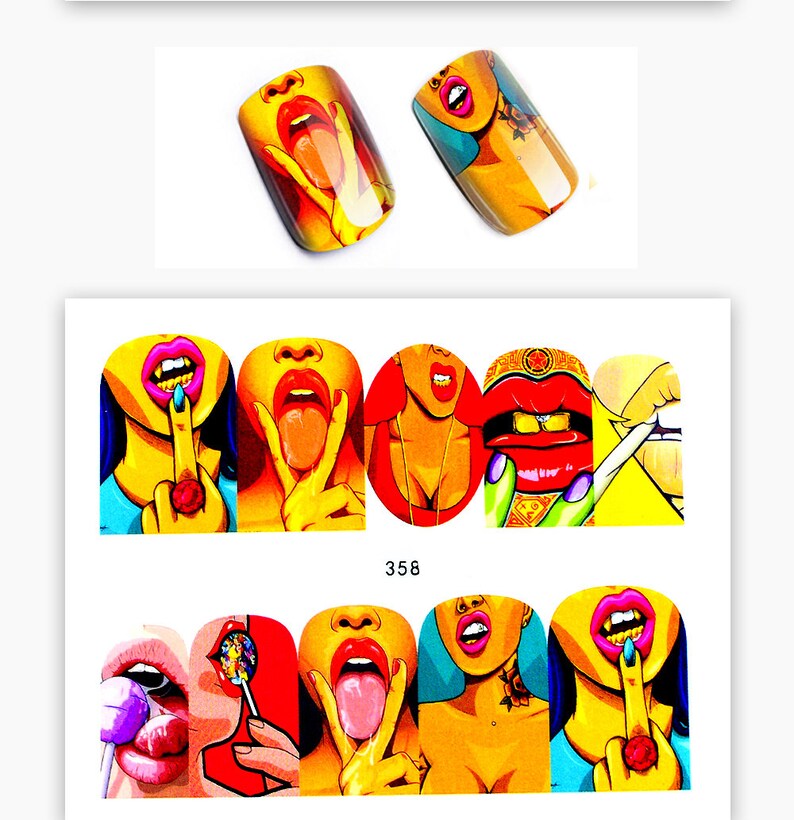 Nail Stickers Pop Art Nail Stickers Nail Water Decals Etsy