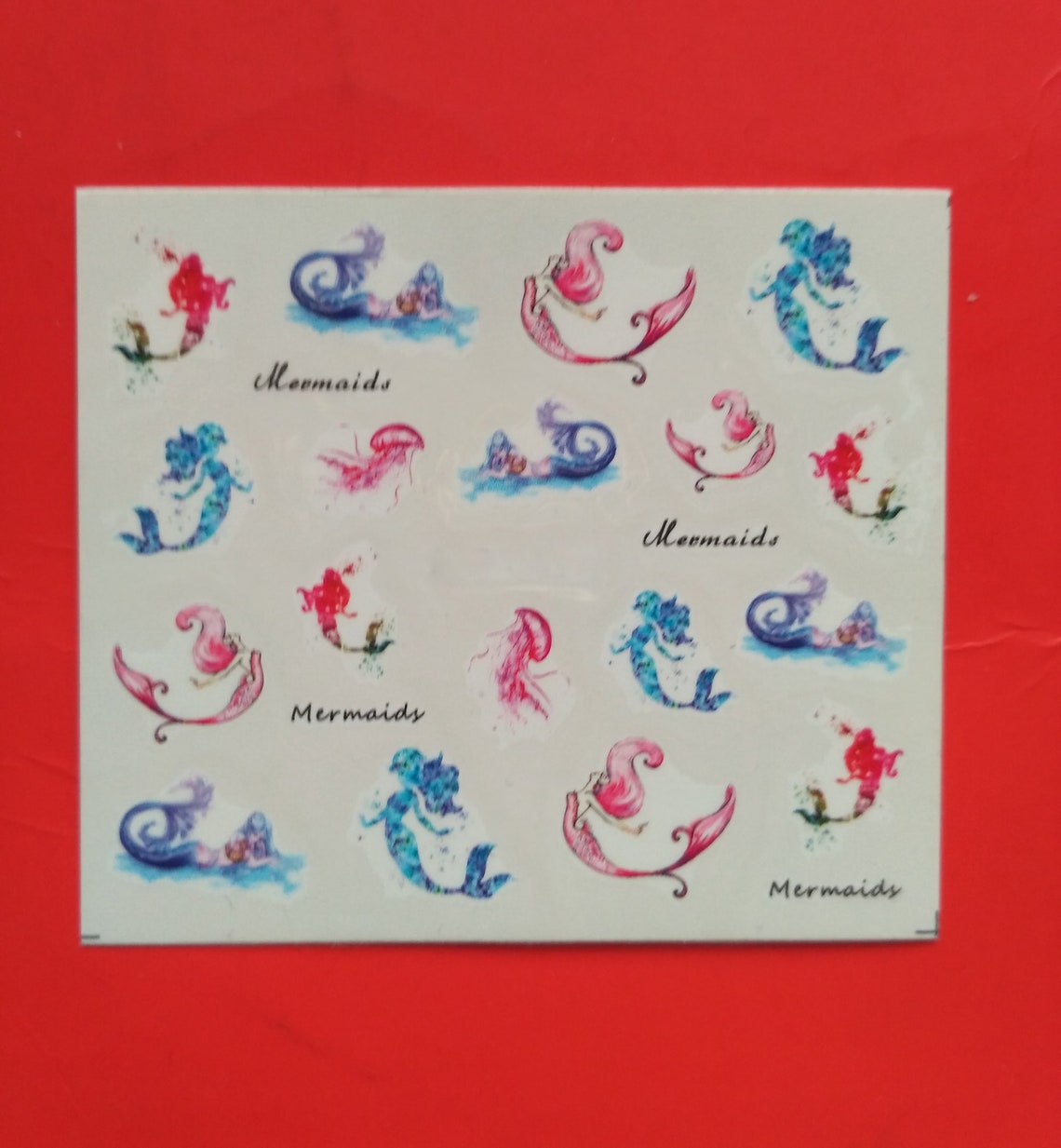 Mermaid Nail Stickers Marine Nail Decals Nail Water Decals Etsy