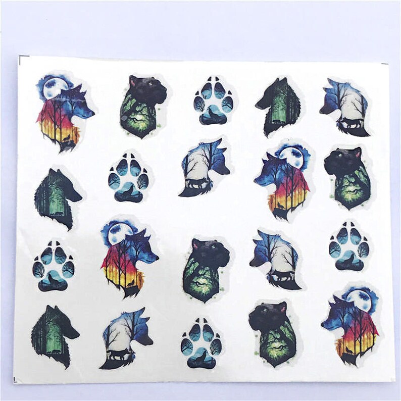 Wolf Nail Stickers Nail Stickers Nail Water Decals Nail Etsy