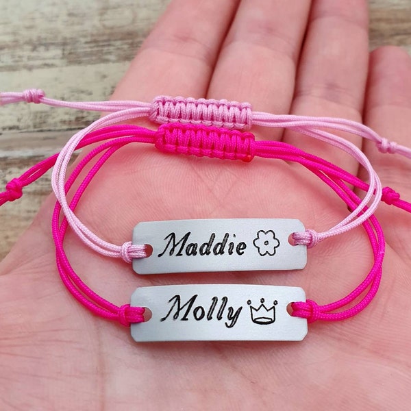 Pulsera de nombre de bebé grabada personalizada, pulsera de identificación estampada para niños, regalo de joyería de nombre personalizado, pulsera ajustable para niños pequeños