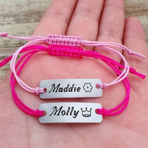 Pulsera personalizada con nombre de bebé grabado, pulsera con identificación estampada para niños, regalo de joyería con nombre personalizado, pulsera ajustable para niños pequeños