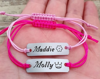 Personalized Baby Name Bracelet, Custom Engraved ID Bracelet or Anklet for Kids, Adjustable Hand Stamped Jewelry Gift for Toddlers, Children