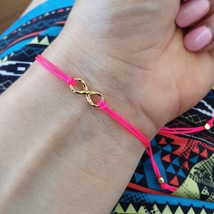 Infinity bracelet, string bracelet, gold plated, charm bracelet, friendship, bff gift, wish, bridesmaids gift, couples gift